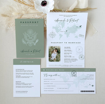 USA Passport Wedding Invitation Printable Template