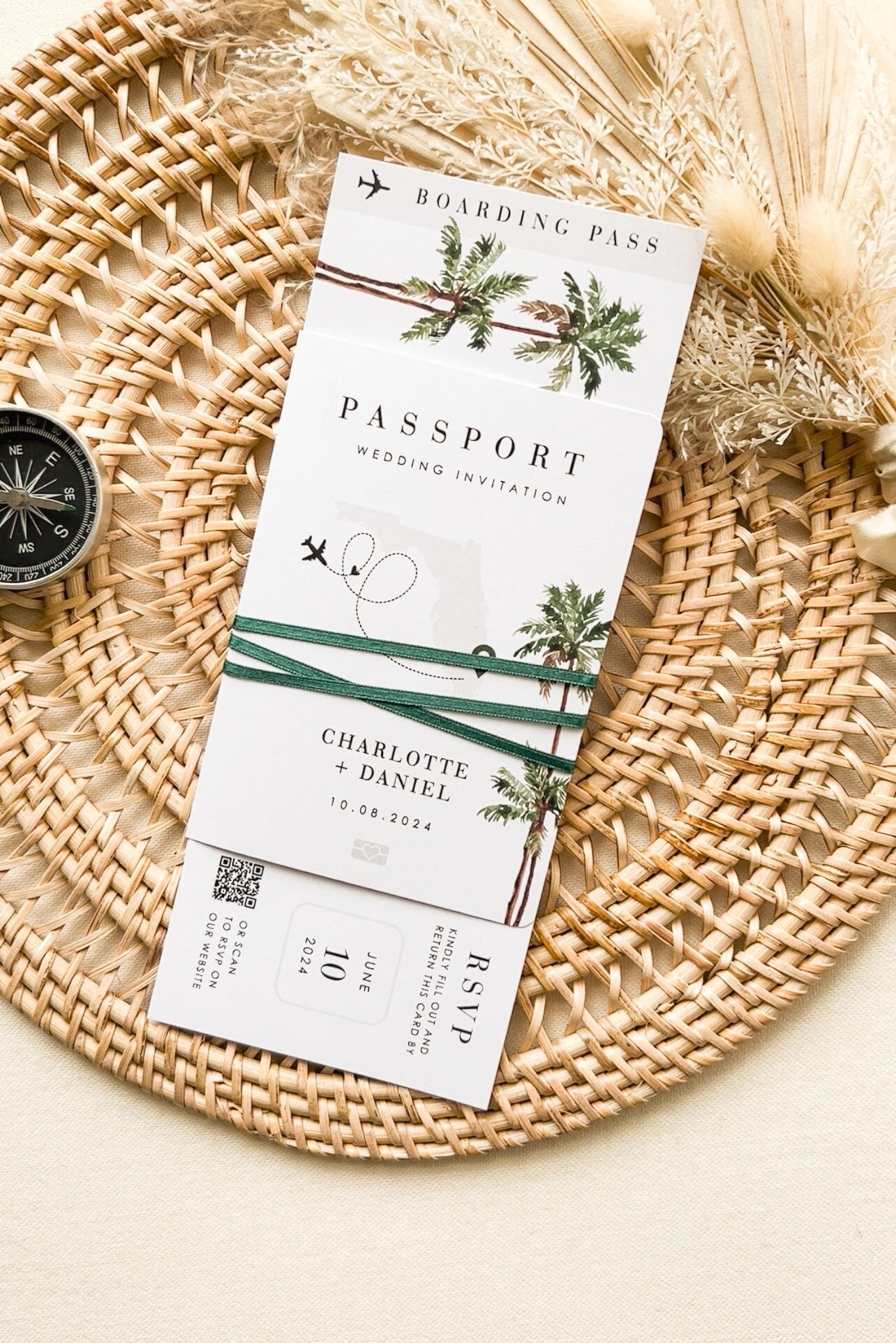 Palm Tree Passport Wedding Invitation Template – Creative Things Studio