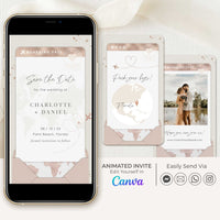 Rose Gold Boarding Pass Save the Date Video Template