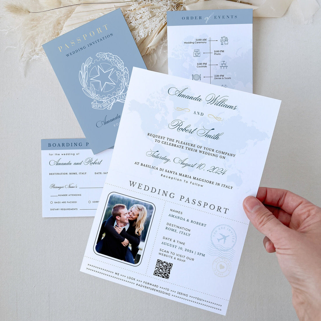 Italy Passport Wedding Invitation Template