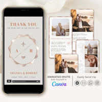 Rosegold Passport Style Wedding Thank You Card Video Template