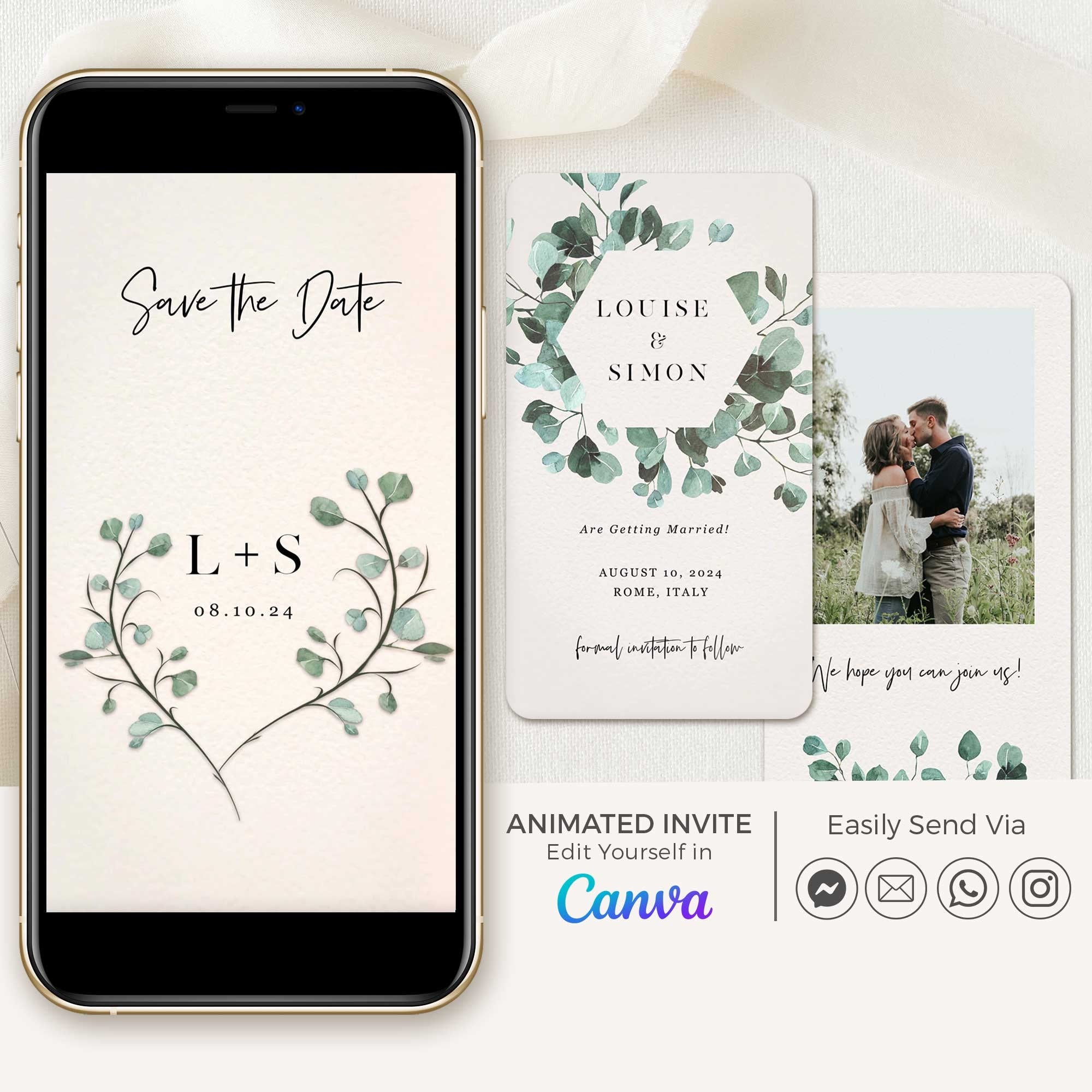 LUISA Wedding Video Save the Date with Eucalyptus