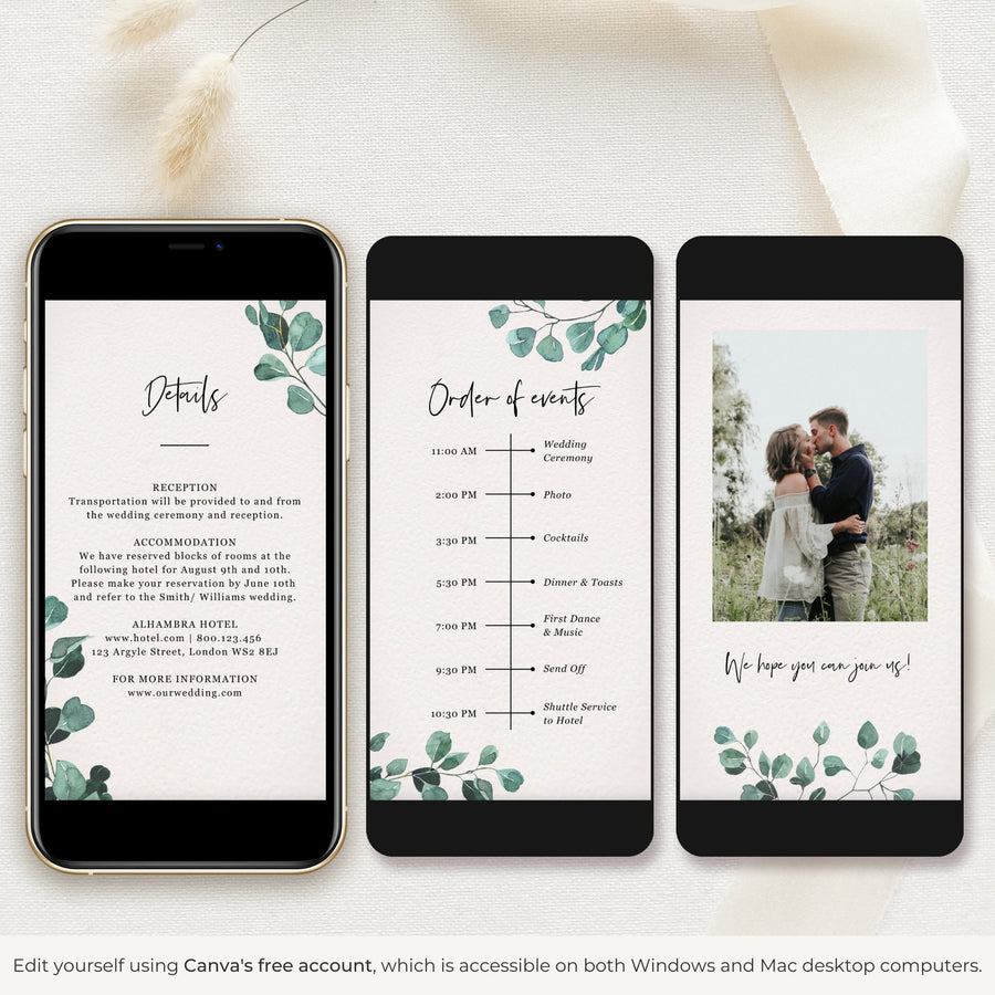 LUISA Marriage Invitation Video Template with Eucalyptus