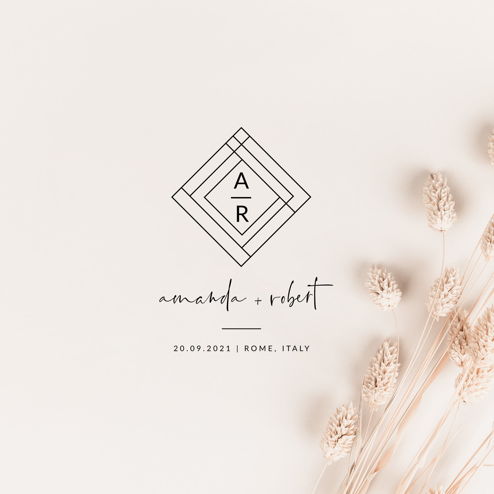Giulia | Modern Geometric Wedding Logo Design Template