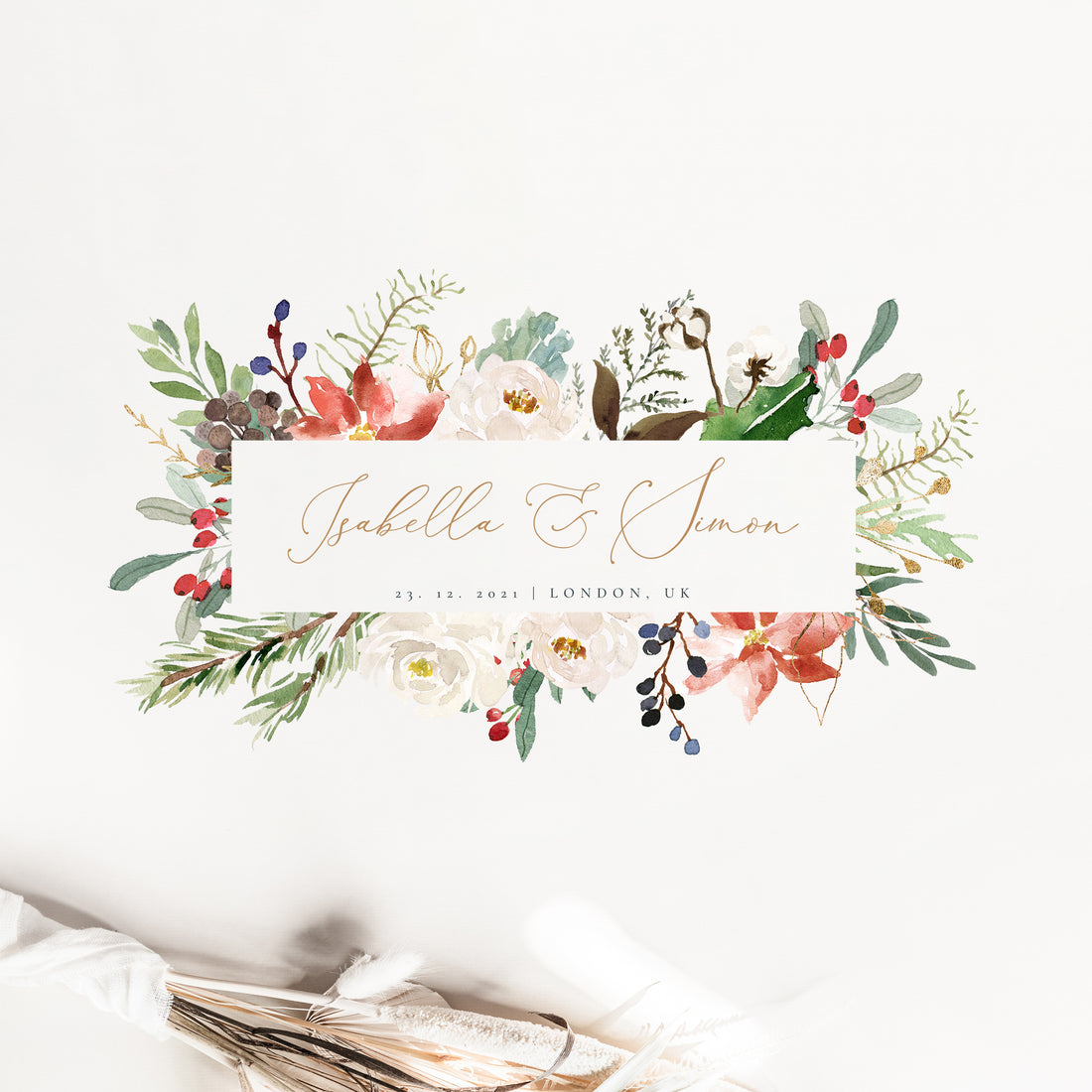 Natalia | Christmas Wedding Logo Design Template