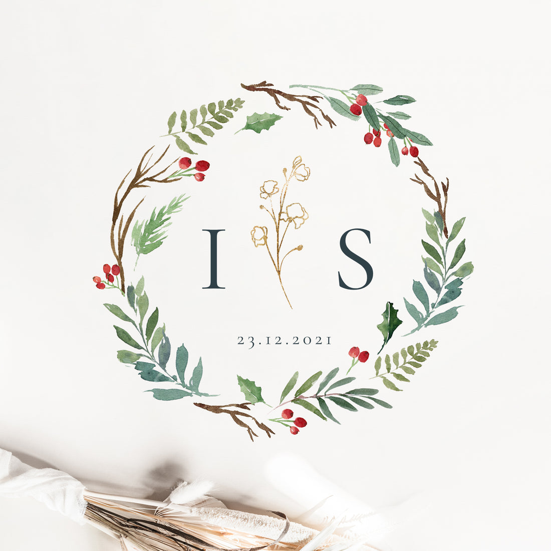 Natalia | Christmas Wedding Logo Design Template