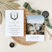 Palma | tropical wedding invite Template with Monogram