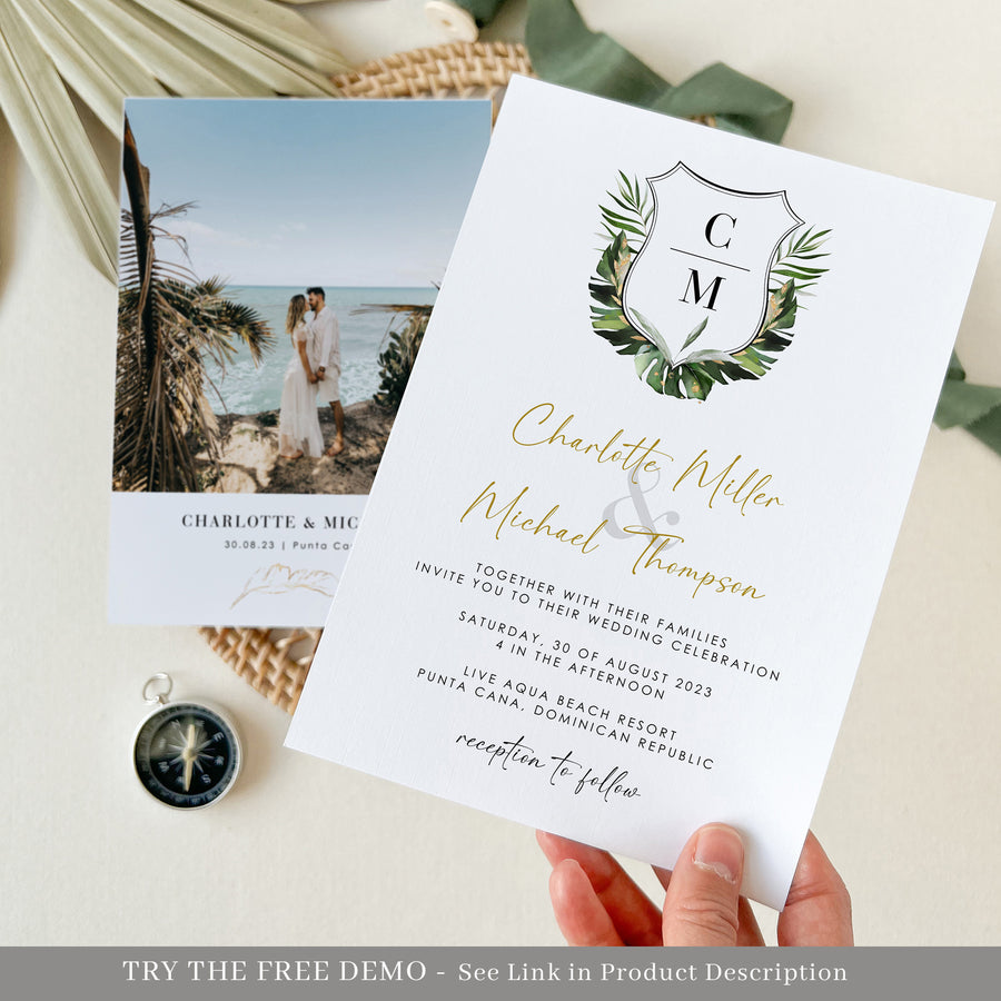 Palma | Elegant Tropical Wedding Invitation Suite Template