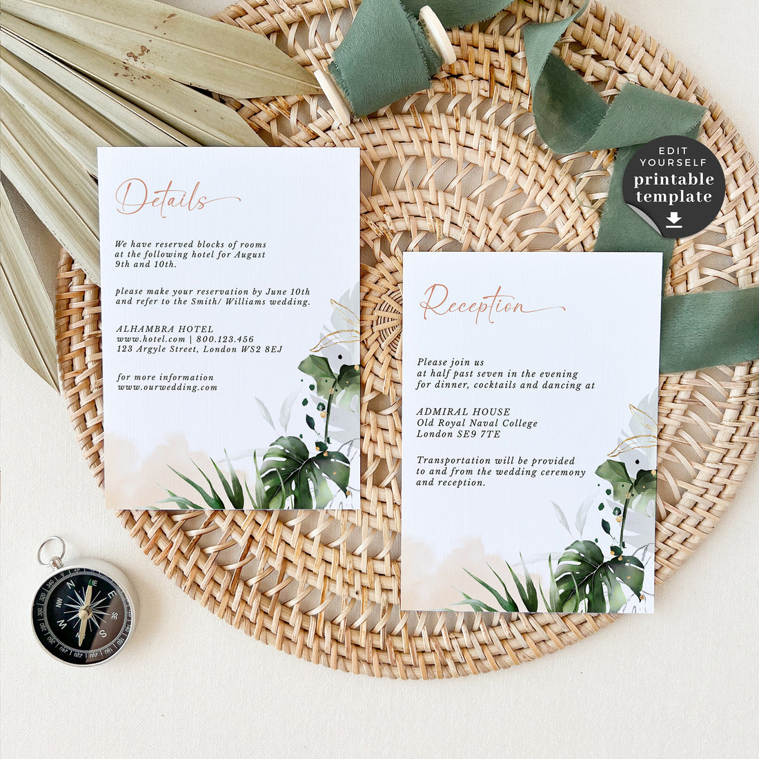 Palma | Tropical Wedding Invitation Set Template