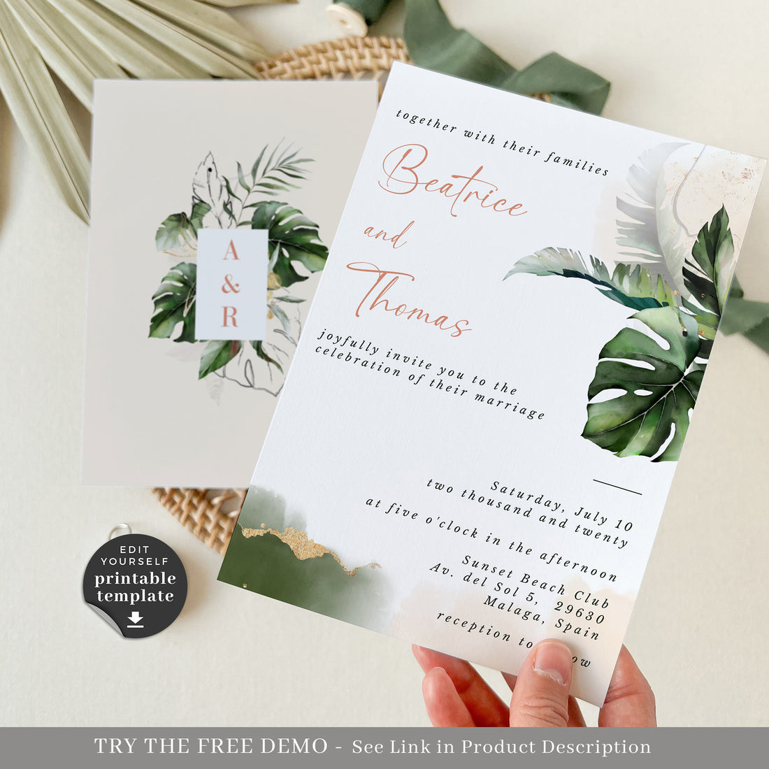 Palma | Tropical Wedding Invitation Template