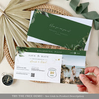 Palma | Tropical Boarding Pass Save The Date Template