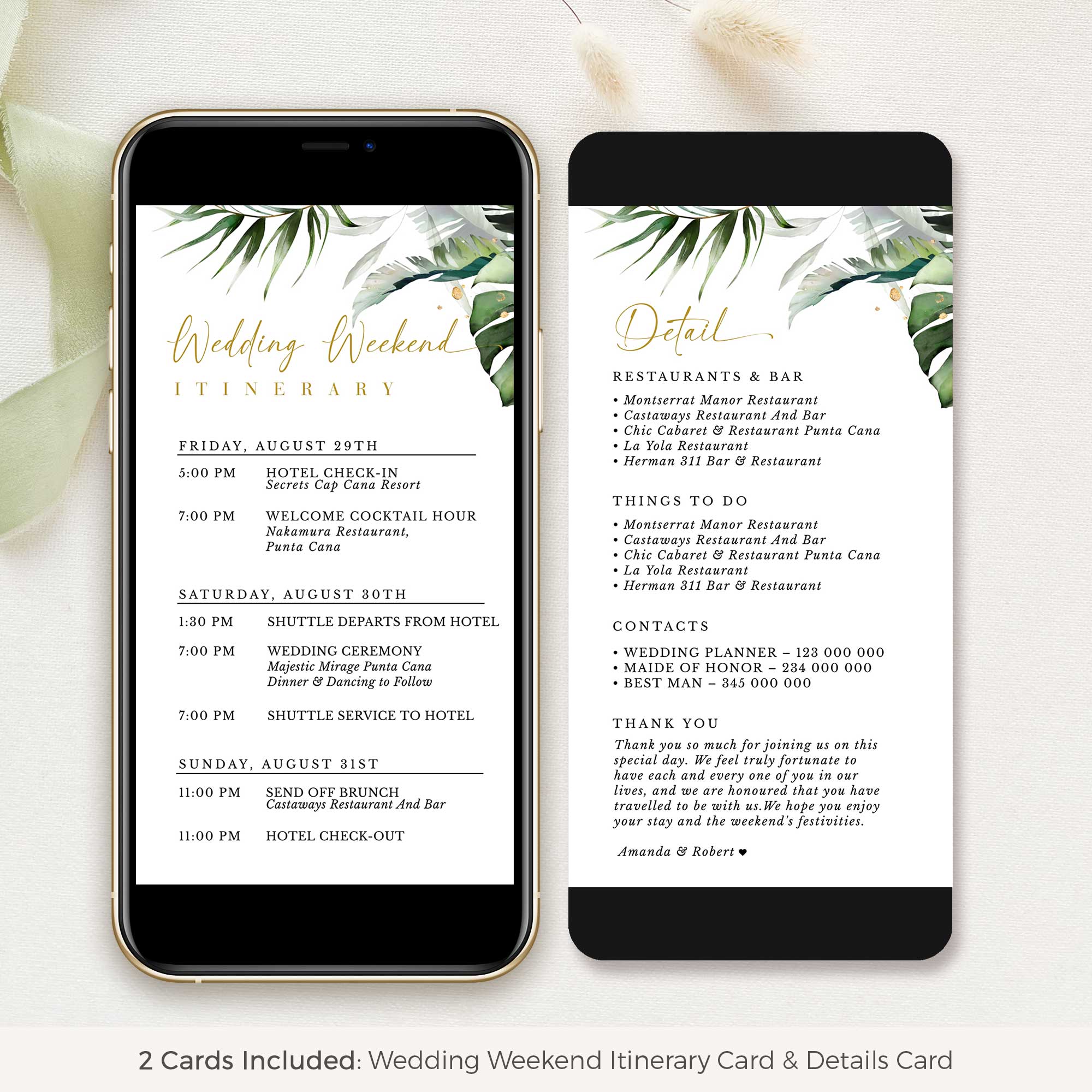 Palma | Tropical Wedding Weekend Itinerary Template Evite