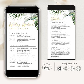 Palma | Tropical Wedding Weekend Itinerary Template Evite