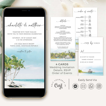 Mira | Tropical Wedding Invitation Set Digital