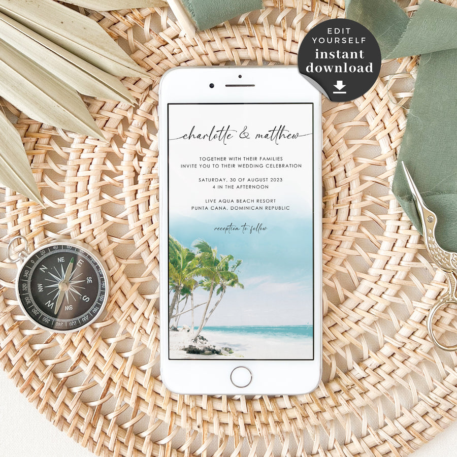Mira | Tropical Wedding Invitation Set Digital