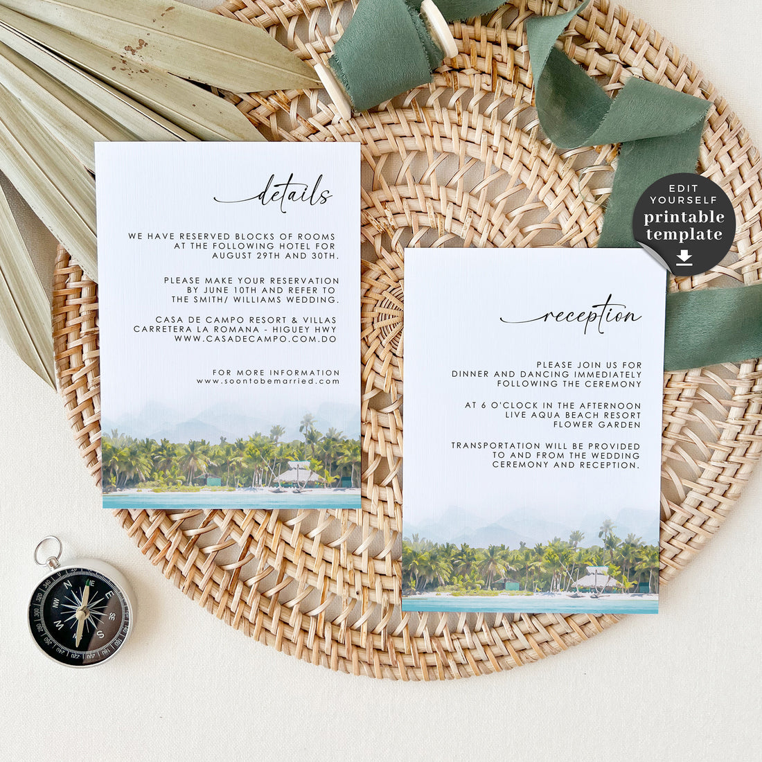 Mira | Tropical Wedding Invitation Suite Template