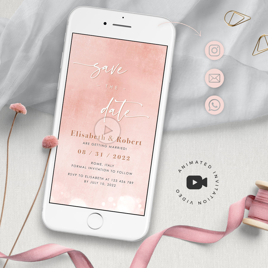 Anita | Rose Gold Animated Save the Date Video