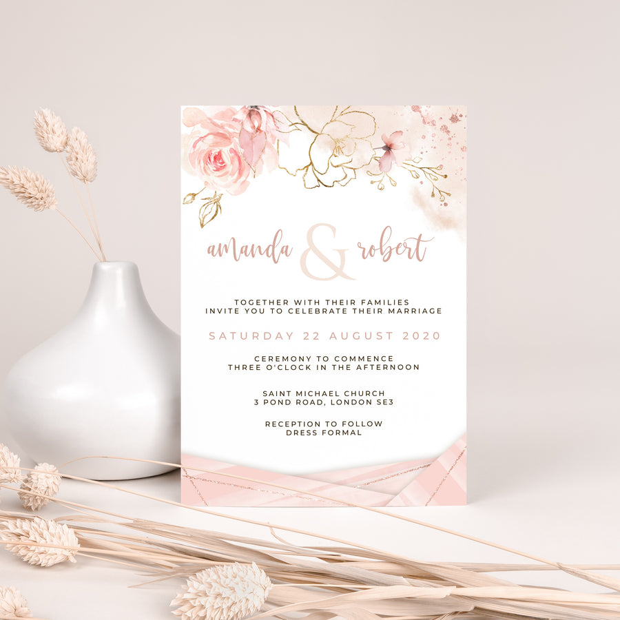 Aurora | Rose Gold wedding Invitation template