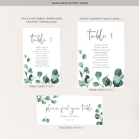 Luisa | Eucalyptus Wedding Seating Cards Template