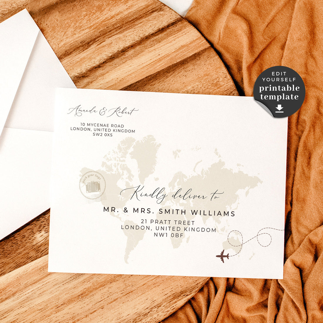 Sofia Destination Wedding Envelope Addressing Template