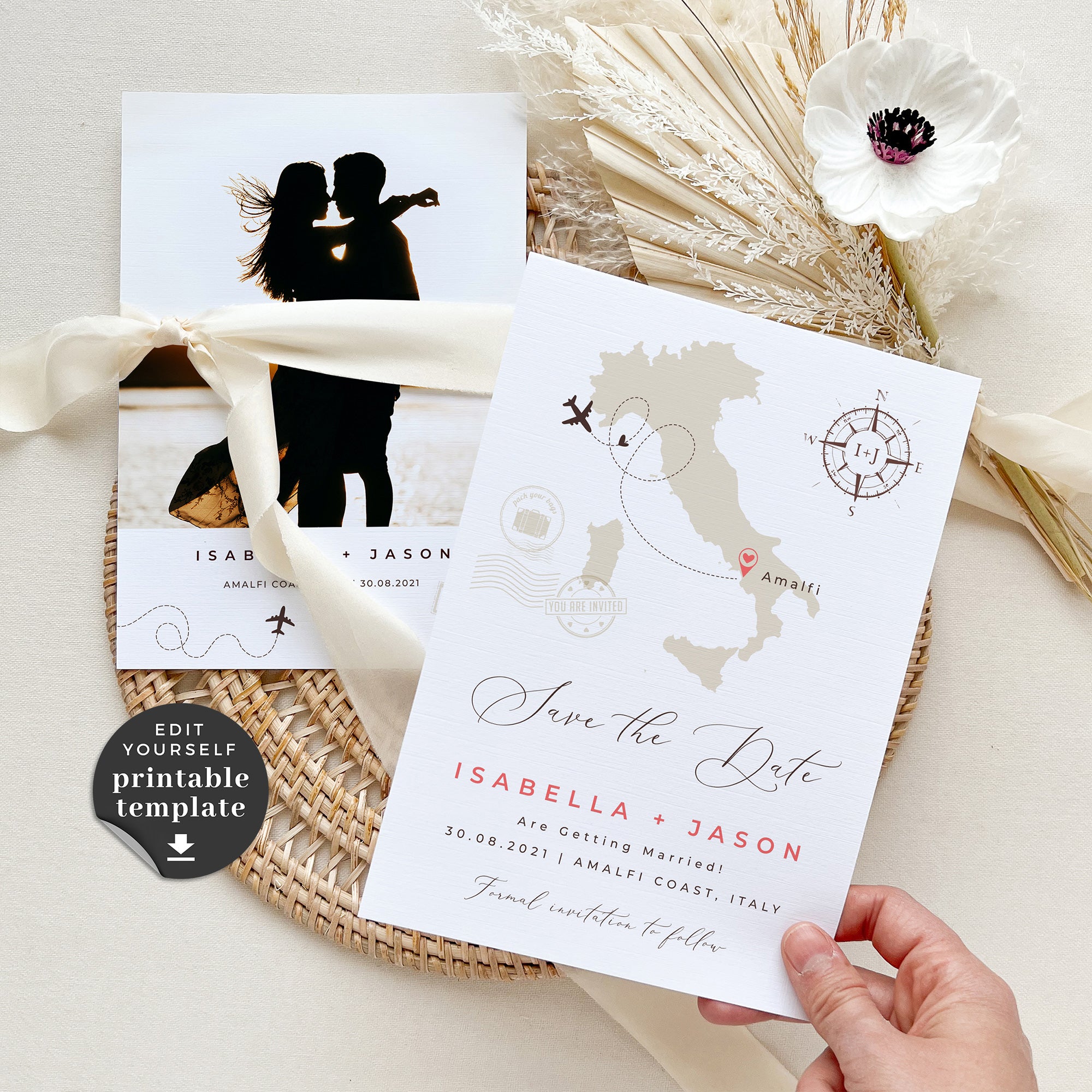 Italy Destination Wedding Save the Date Template