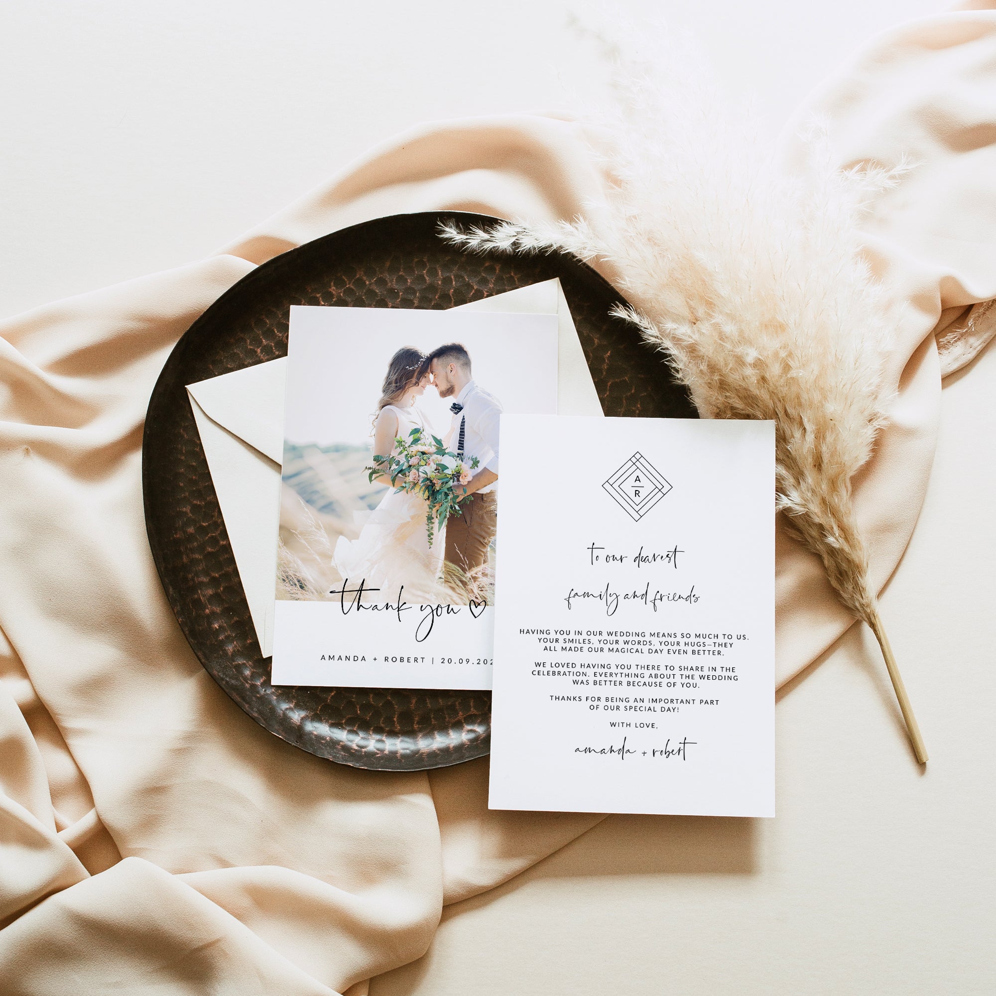 Giulia | Minimalist Wedding Thank You Card With Photo Printable