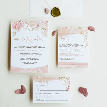 Aurora | Rose Gold Wedding Invitation Suite Template