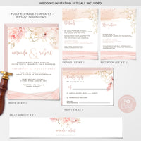 Aurora | Rose Gold Wedding Invitation Suite Template